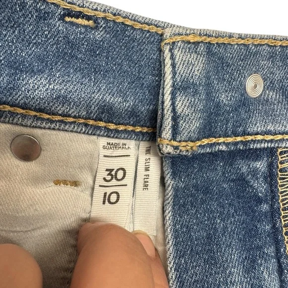 Loft The Slim Flare High Rise Raw Hem Jeans 30 10 made & loved boho trendy - Picture 11 of 16